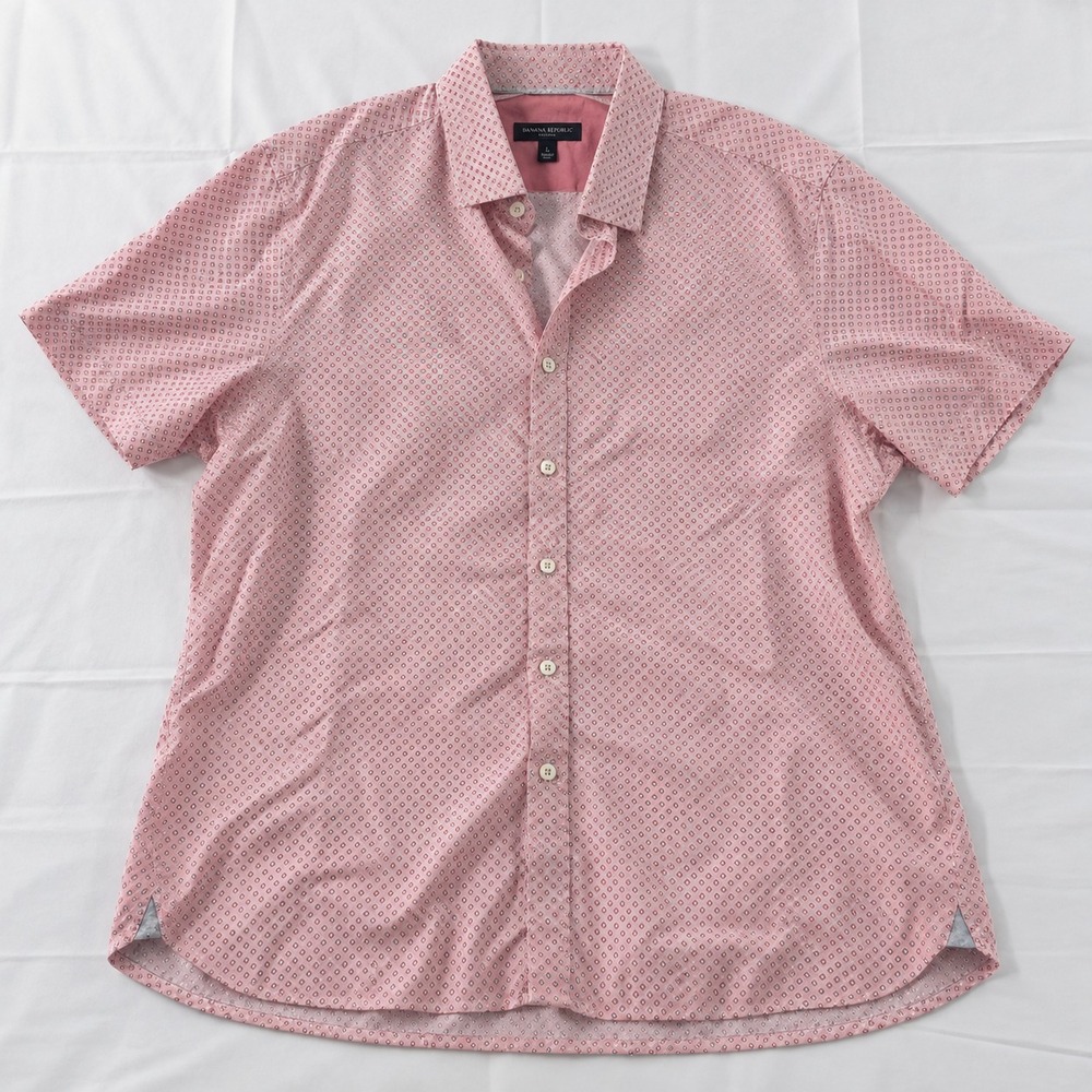 Ted Baker Button Up Shirt Mens XXL (6) Red White Geometric Preppy Resort Coastal
